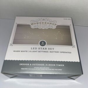 NEW Wondershop LED Star Set Warm White 8 Light Settings Battery Operated Holiday